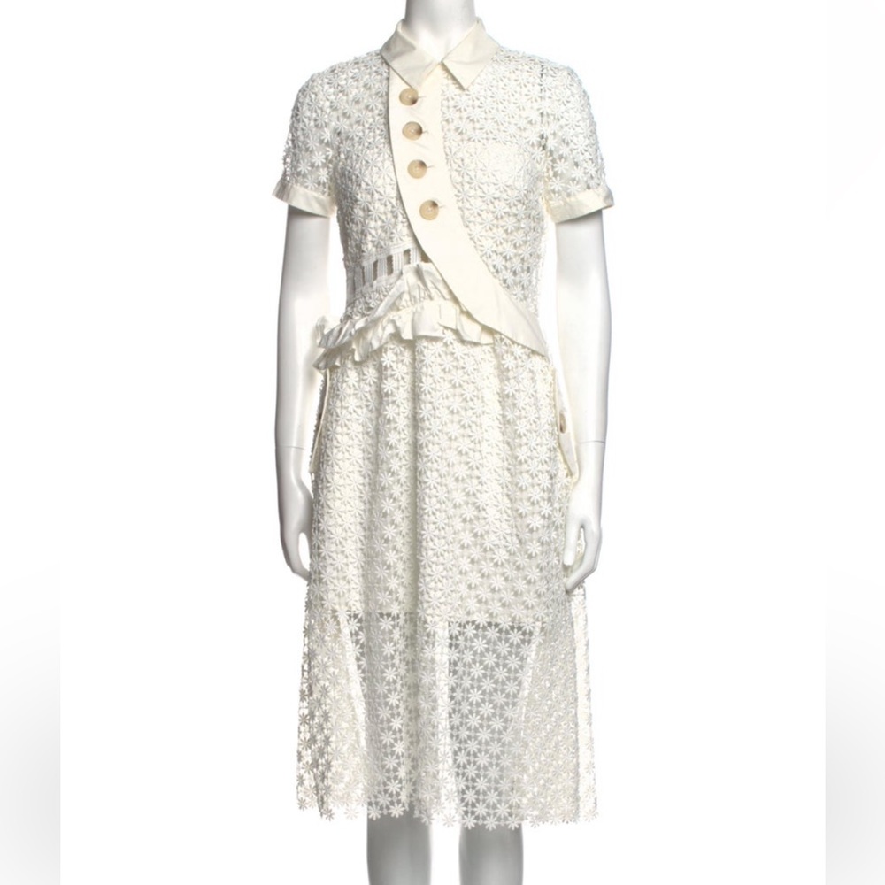 White Self-Portrait Lace Midi Dress